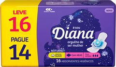 Absorvente Diana Noturno Suave Com Abas Com 16 Unidades