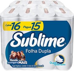 Papel Higienico Sublime Folha Dupla Neutro 30M Leve 16 Pague 15 Und